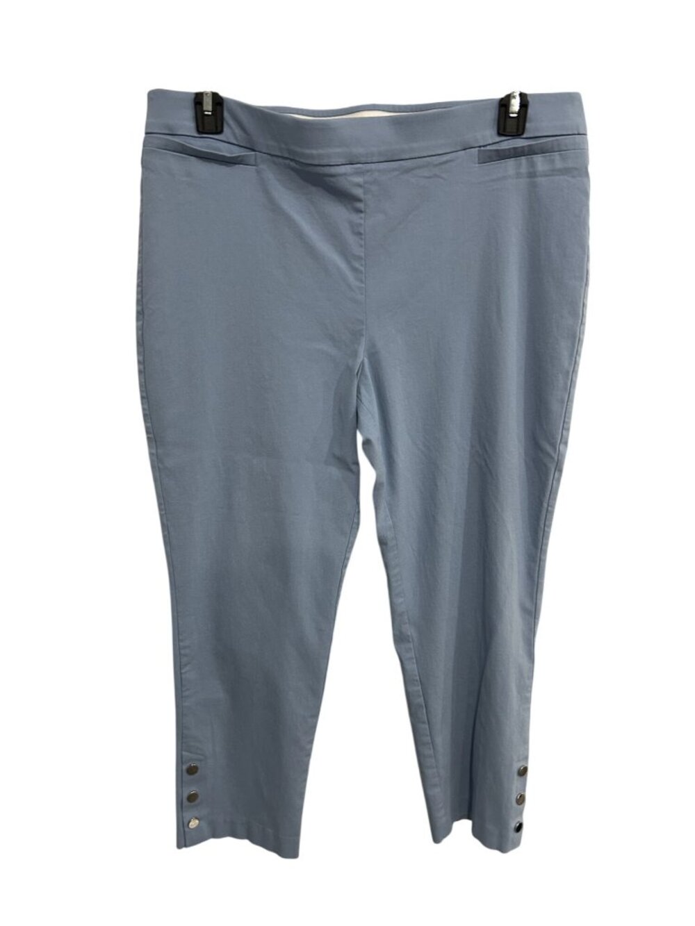 Coral Bay Blue Pull-On Button Hem Casual Capri Pants Size 16 Calmcore Soft Life